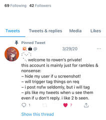 Screenshot of my friend (#6)'s pinned tweet and follower/following count