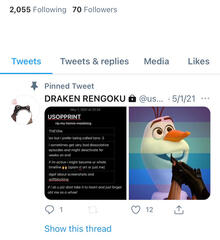 Screenshot of my friend (#7)'s pinned tweet and follower/following count